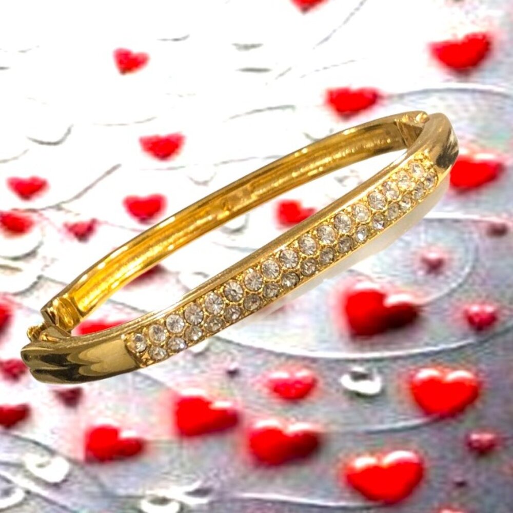 Swarovski Elegant Sparkly Double Row Pave Gold Pl… - image 1